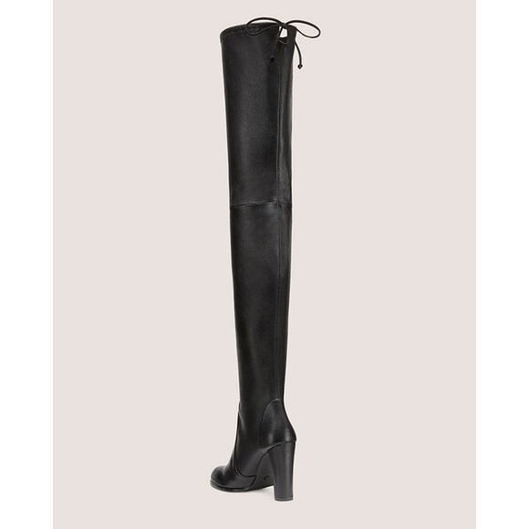 STUART WEITZMAN $1200 Ultra Highland Over The Knee 9.5 Black Leather Heel Boots - Picture 2 of 16